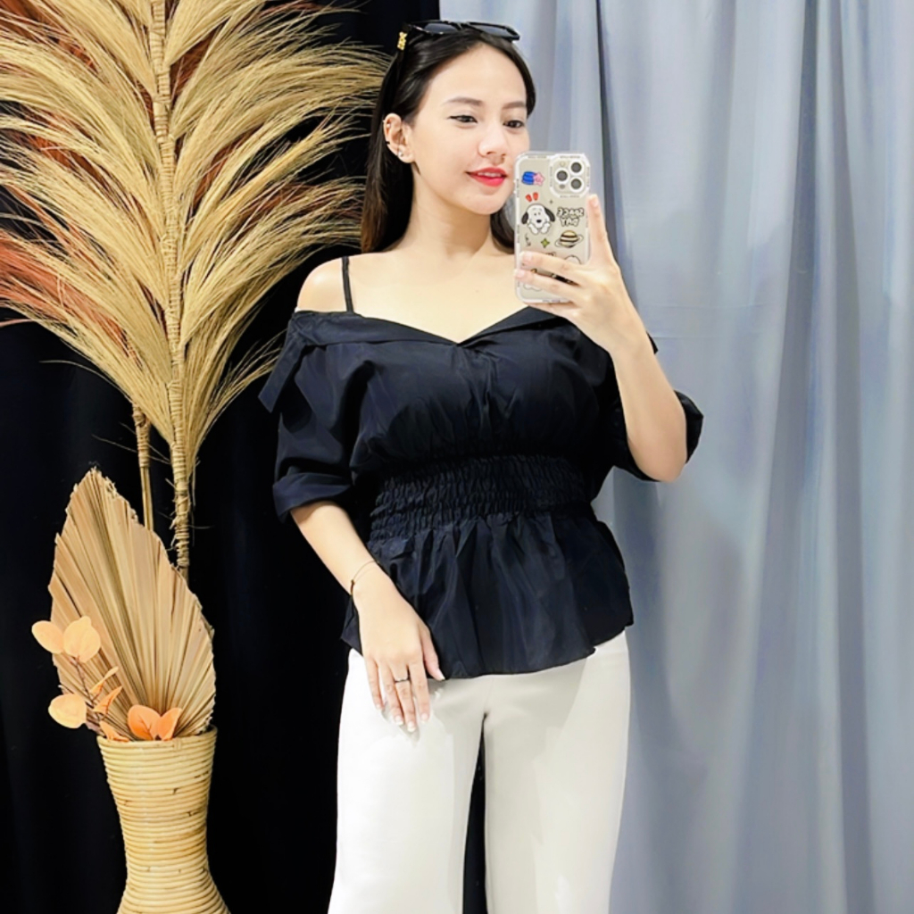 [12.12] RX FASHION - LIMITED SALE BABYBLUE CHOCKER SABRINA/MIKO BLOUSE - LM