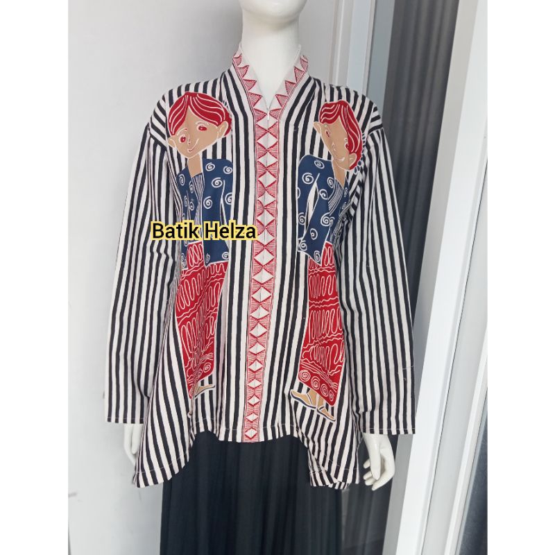 blouse batik wanita modern solo bahan katun jahitan rapi motif karakter lurik size S-XXXL cocok untu