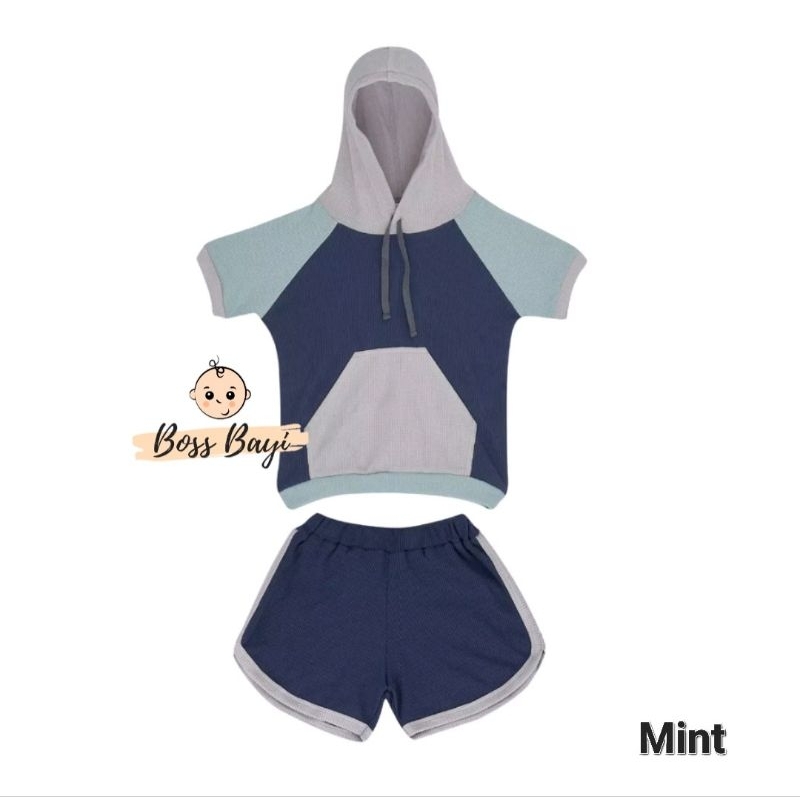 Dialogue Baby Hoodie Set Short Raglan - DFB0236 DFB0237 (Setelan Pendek Hoodie Anak)