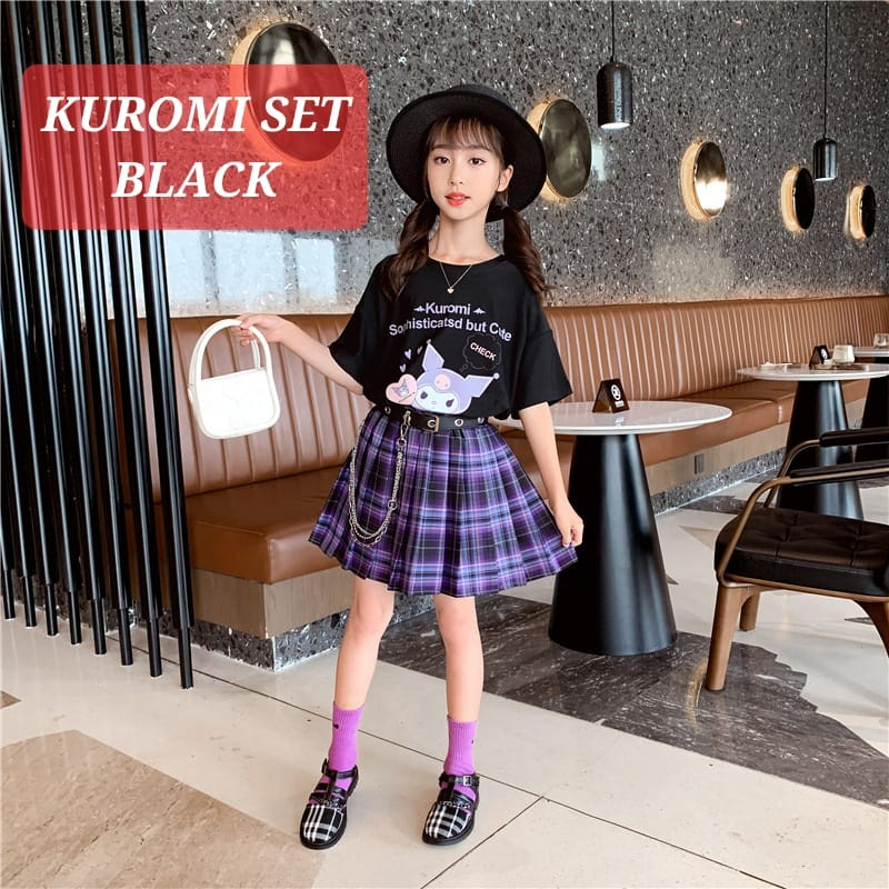 KUROMI SET BLACK BAJU SETELAN ANAK CEWEK SANRIO ALA JEPANG KOREA ANAK REMAJA CEWEK IMPORT