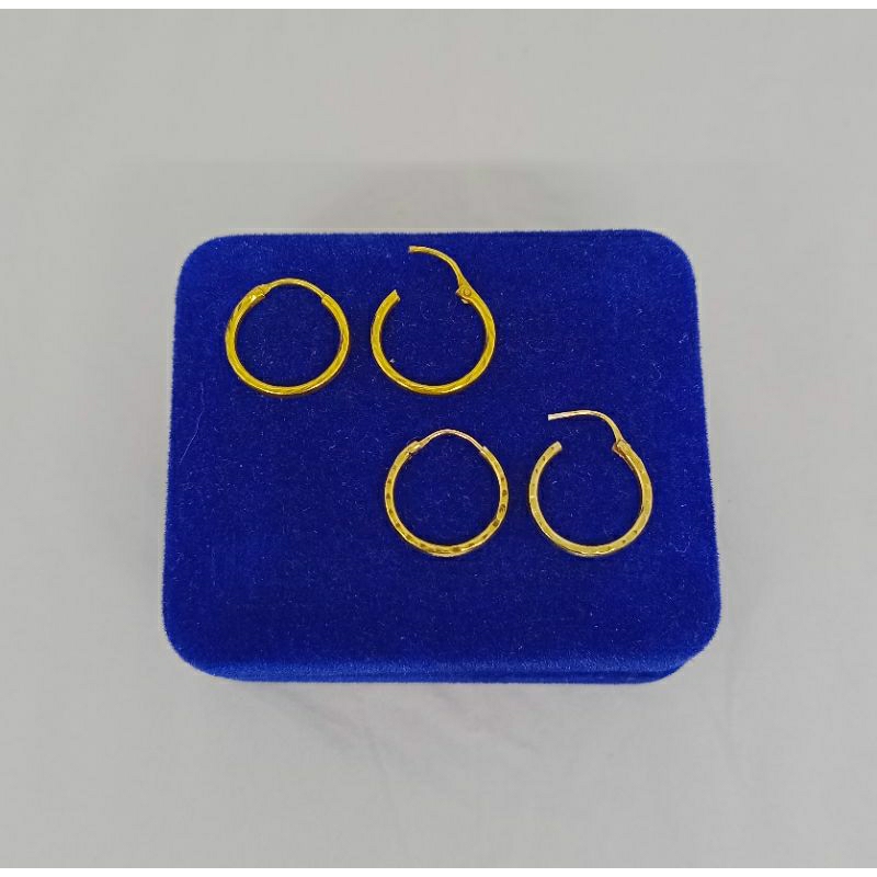 anting ring gypsy variasi polos &amp; ukir/perak asli silver 925 lapis emas/perhiasan fashion wanita terbaru