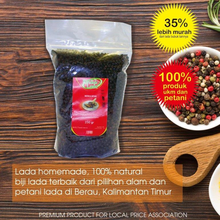 

Lada hitam butir merica bubuk pouch pondok lada