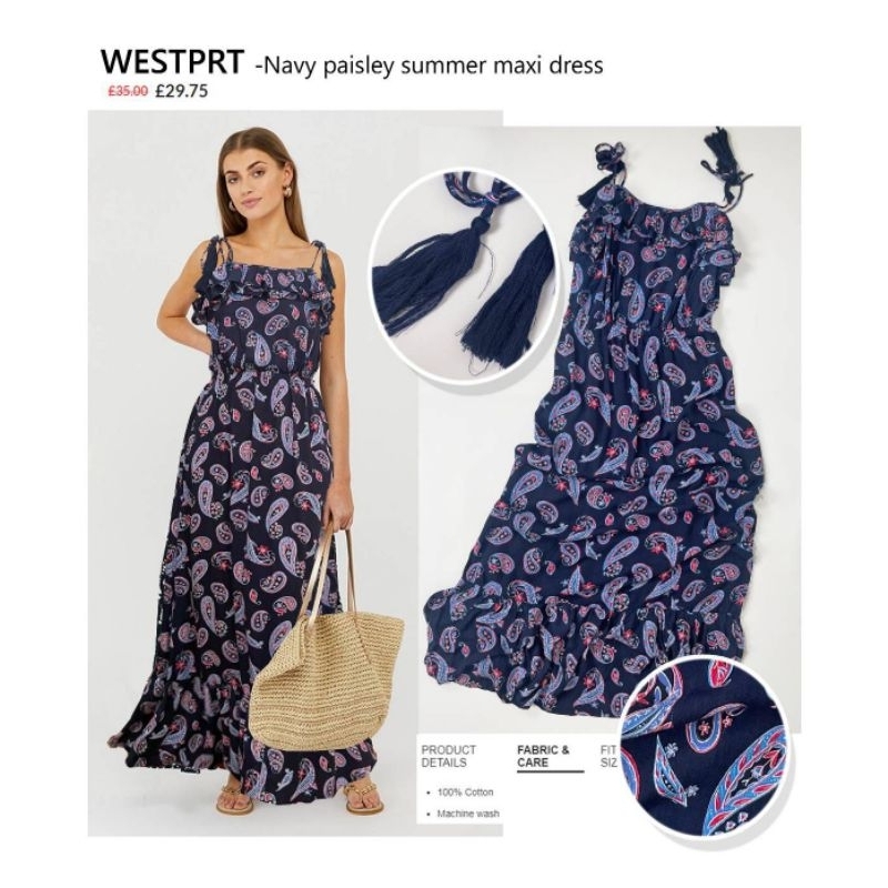 Westport navy paisley summer maxi dres