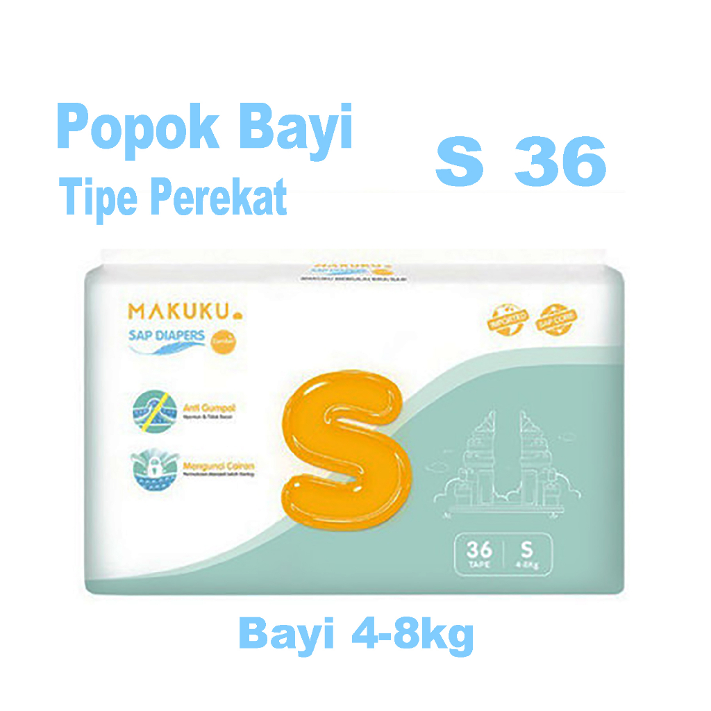 MAKUKU Popok Diapers Comfort+ S36 - Tipe Perekat - Popok Sekali Pakai