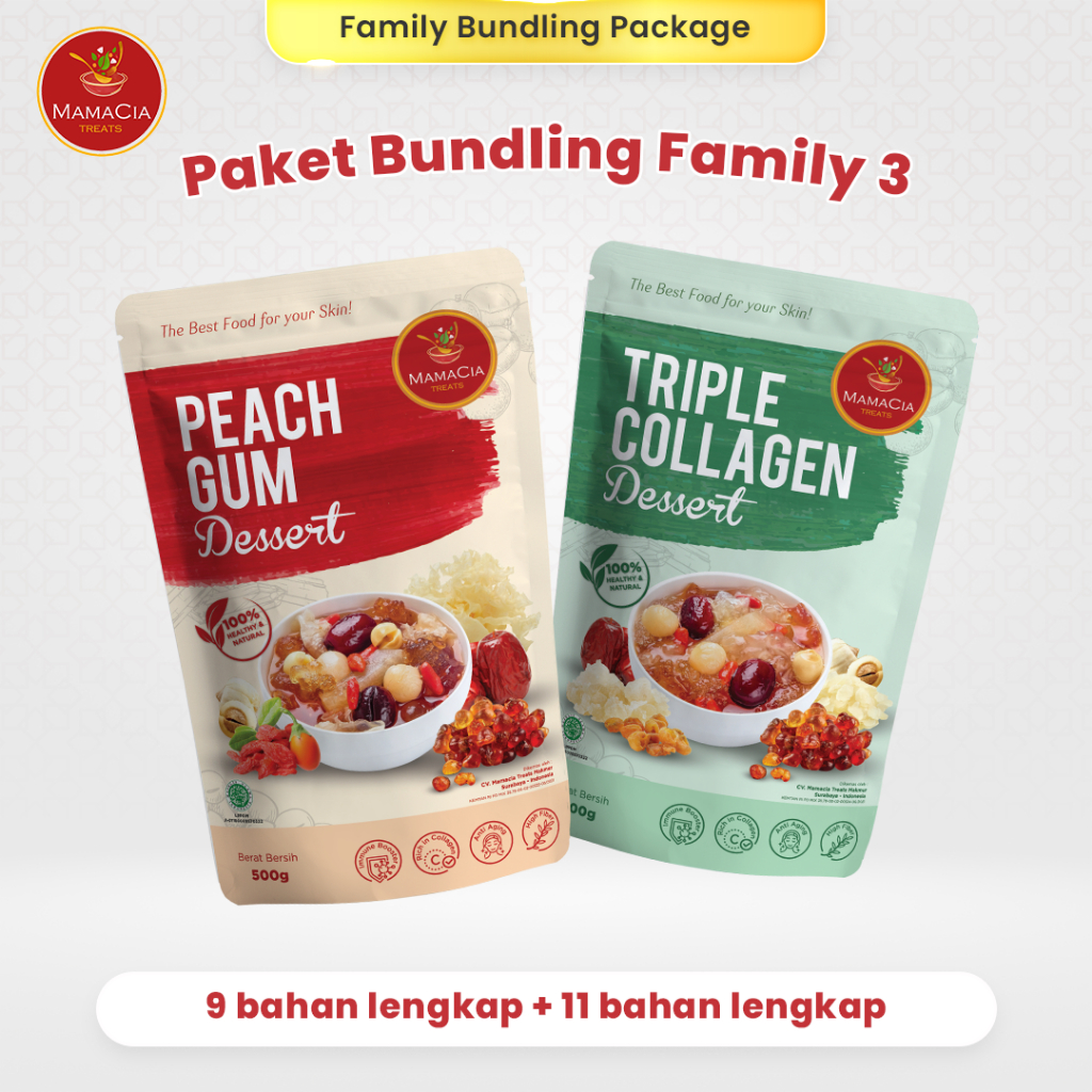 

Mamacia Treats Paket Bundling Family 3 : Peach Gum Dessert + Triple Collagen Dessert