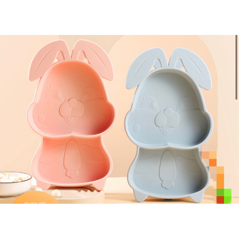 Piring Silikon Anak Bayi Anti Slip BPA free Motif Kelinci Bunny Lucu