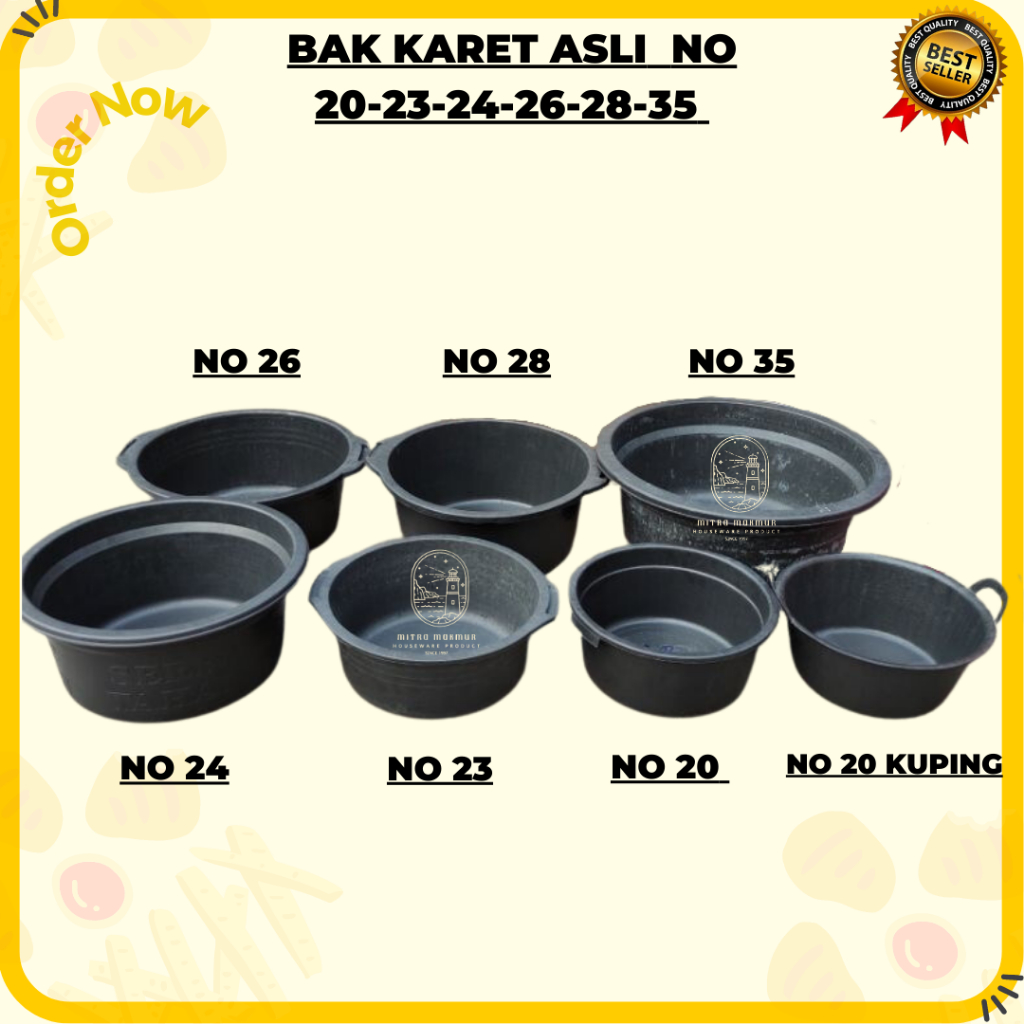 ANTI PECAH!! - BAK KARET ASLI UKURAN NO. 20-23-24-26-28-35 BAK CUCIAN BAK PENAMPUNG AIR BAK KURBAN