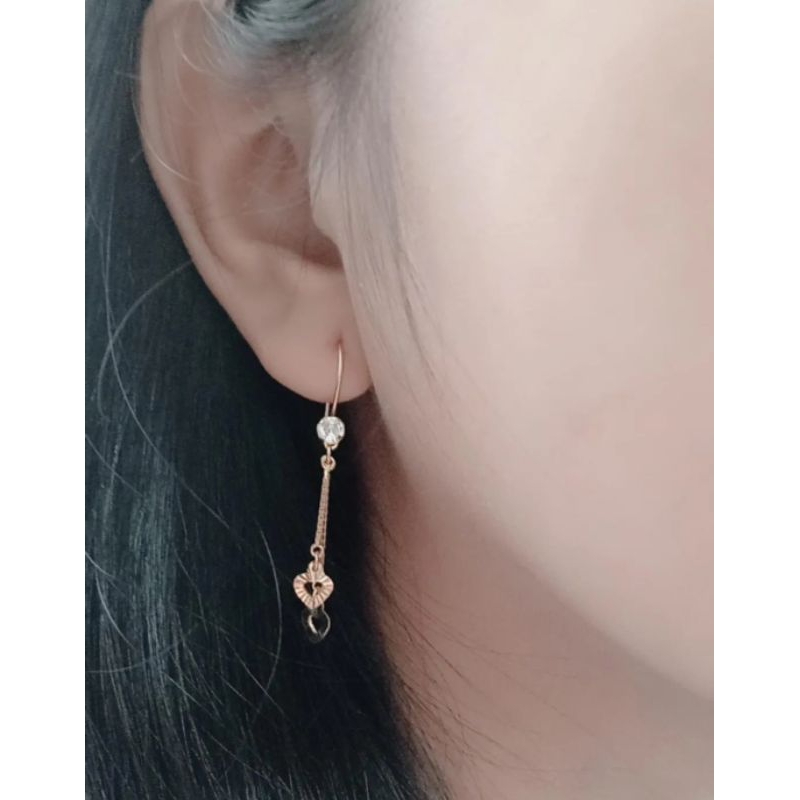 anting kait mp 1 + m .itali love ukir bolong /anting kait perak asli silver 925 lapis emas/ anting fashion terbaru