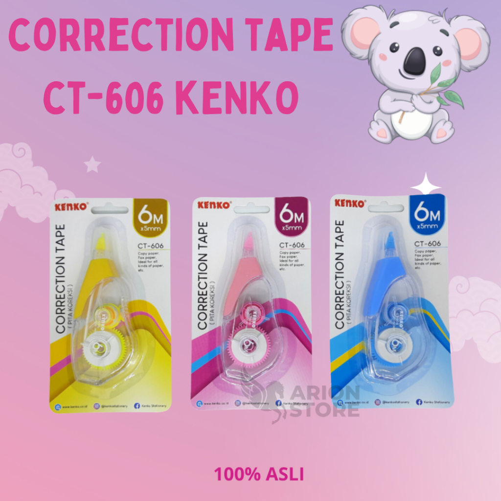 

[ARION STORE] Correction Tape Pastel Lucu CT-606 Kenko / Stipo Kertas CT-606 Kenko [PCS]