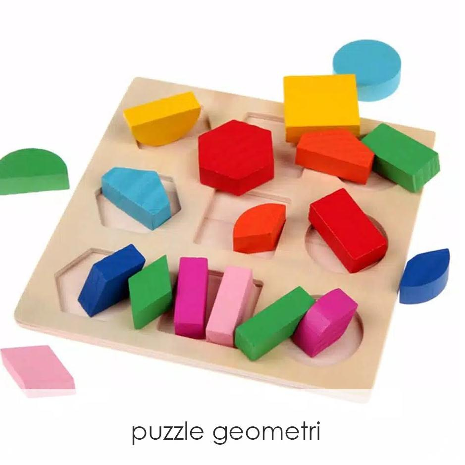 PUZZLE GEOMETRI/ puzzle bentuk geo montessori/ puzzle shape /montessori/ mainan edukasi/ puzzle kayu