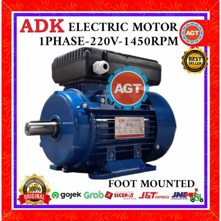 ADK MOTOR 1PHASE 1.1KW 1.5HP 1500RPM 4P B3 FRAME YL90L1-4 ALUMINIUM