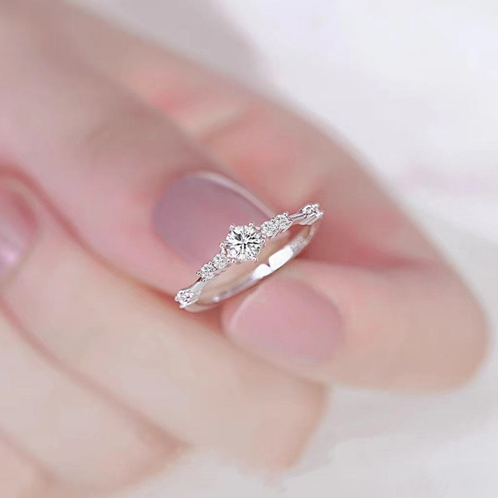 Terbaru Perak Cincin Wanita Kualitas tinggi Berlian Ring Kasual / Cincin Jari Aneka Wanita