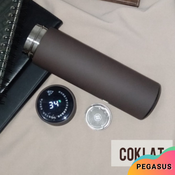 Diskon H218 Promo Suhu LED Air Termos Tumble Panas Botol Temperatur Vacuum [COKLAT]