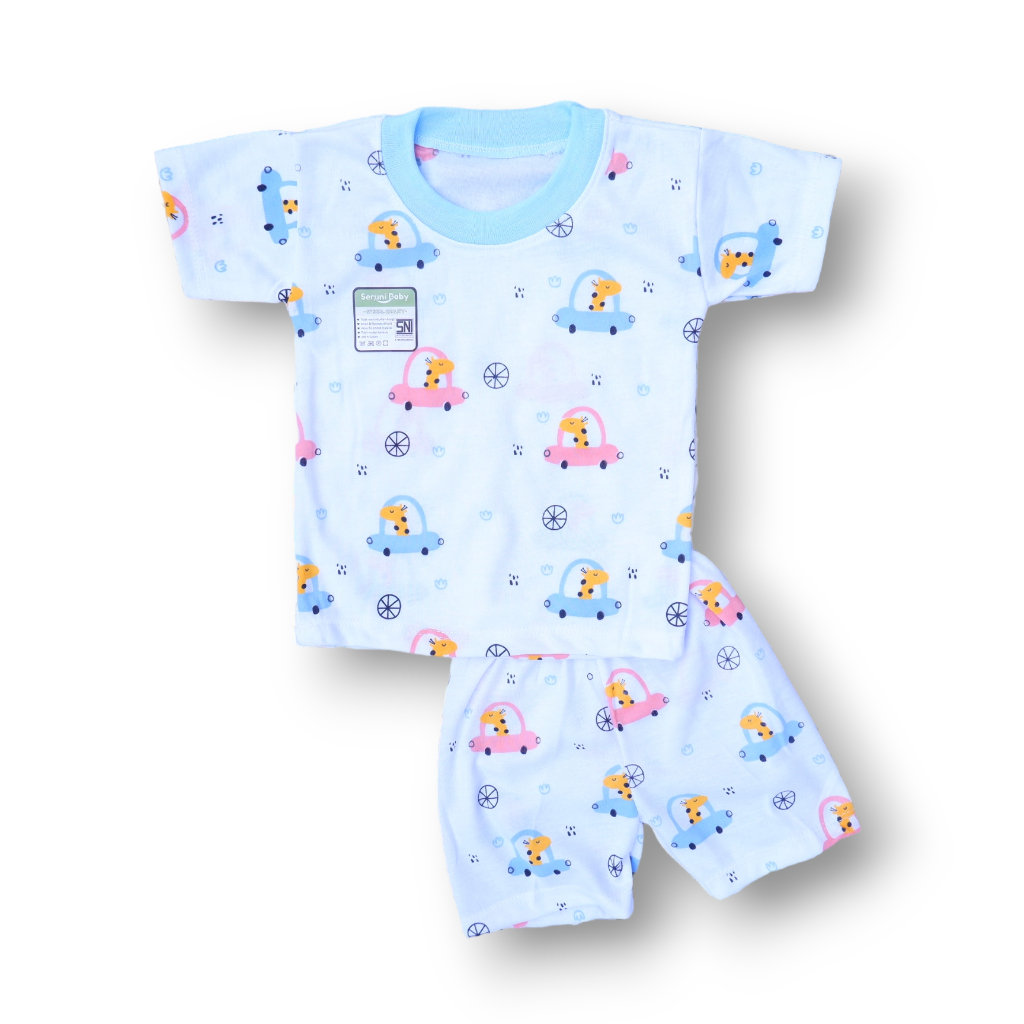 Isi 3 Set Setelan Baju Bayi Seruni Baby SNI Mix Motif 0-12 Bulan