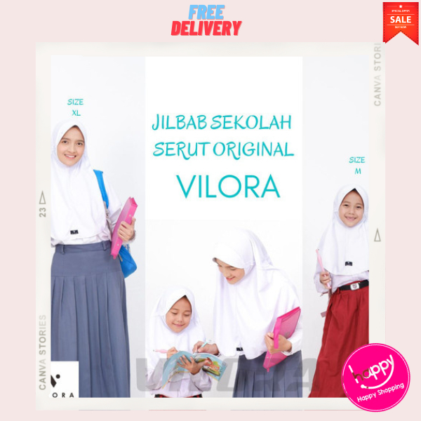 ⚡BEST SELLER⚡ KERUDUNG JILBAB ORIGINAL VILORA DAN AZZAZNA SERUT SEKOLAH SD SMP SMA | Jilbab Instan A