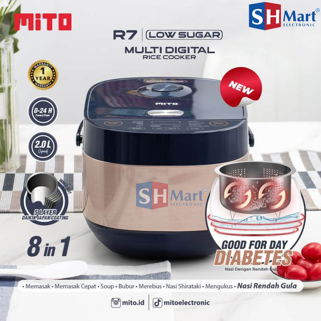 RICE COOKER MITO DIGITAL R7 KAPASITAS 2 LITER LOW SUGAR GARANSI RESMI