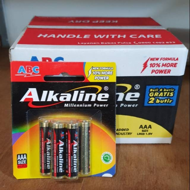 Baterai ABC Alkaline A3 AAA (4+2) 1 box isi 12 card Original