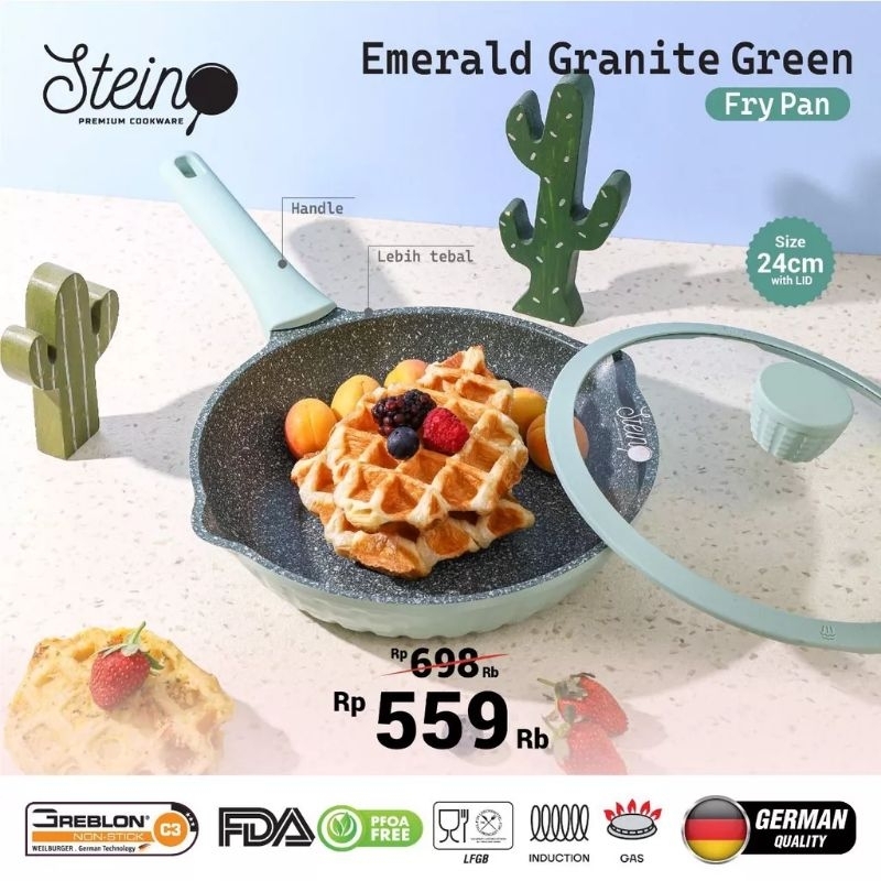 Stein Emerald Frypan 24 Cm Granite Emerald Green Emerald Brown Steincookware Fry Pan 24 Emerald Stein