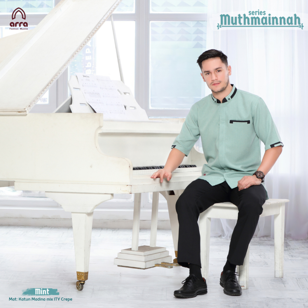 Kemeja Koko Dewasa Lengan Pendek Ukuran Jumbo Seri Muthmainnah Warna Hijau Mint Coffee Mustard Arra 