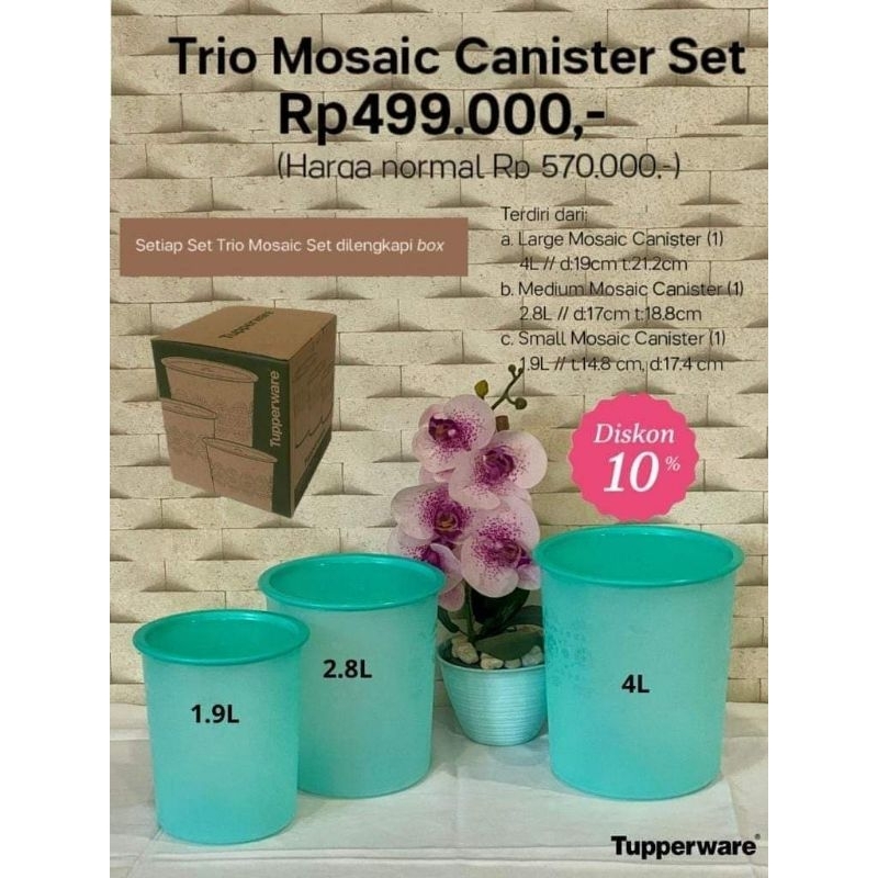 Mosaic Canister Set Deco canister Raya mosaic Canister Tupperware Toples set