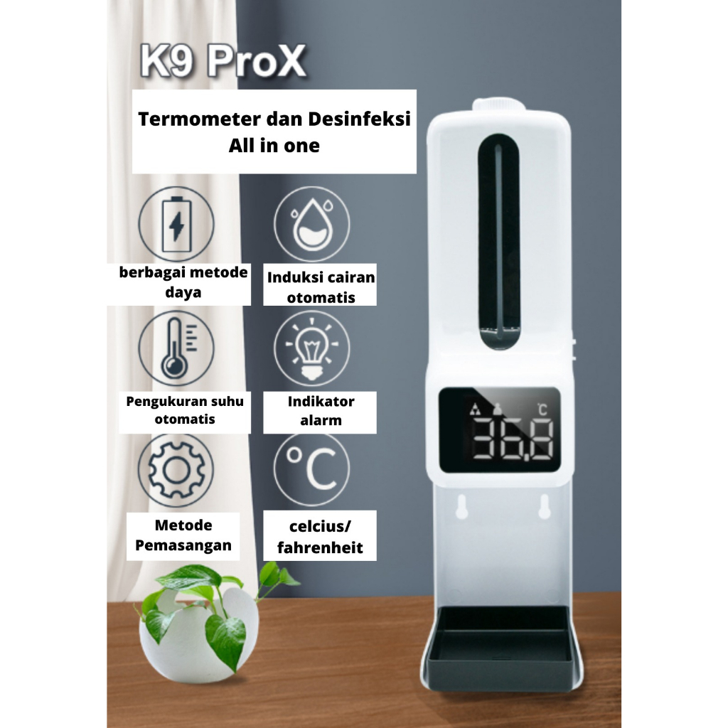 Termometer K9 Pro X Automatic Infrared Thermometer &amp; DispenserHand Sanitizer 2 in 1