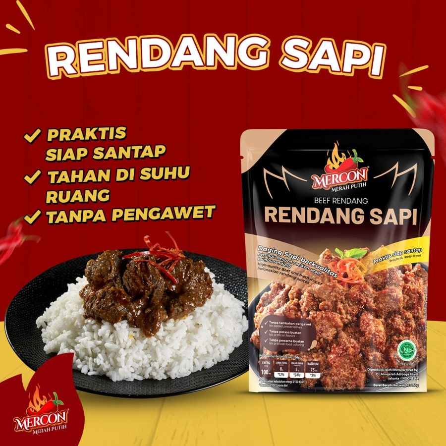 

RENDANG SAPI MERCON MERAH PUTIH 150 GRAM, LIMITED EDITION!!
