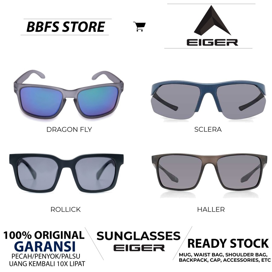 EIGER1989 Original Rollick Haller Dragonfly sunglasses 1989 black kaca mata hitam anti UV Kacamata Pria