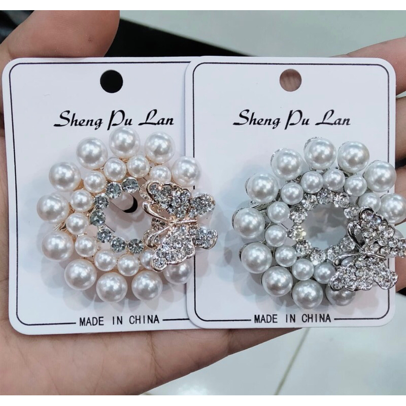 Bros Bahu premium Mutiara Kupu-kupu | Bros bahu hijab