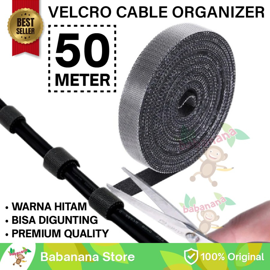 Pengikat 50 Meter Pengikat Kabel Strap Cord Holder Perapih Cable Perekat