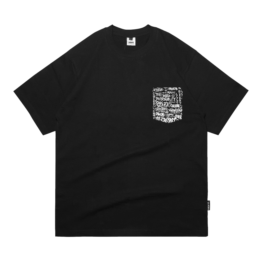 MDFK Words Pocket Tee / graffiti Tshirt (Black) New arrival