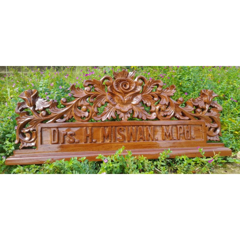 papan nama kayu ukir bisa request nama