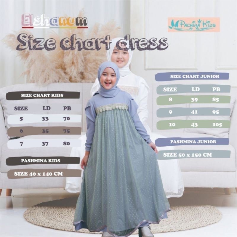 Gamis Elshanum by Pachira Kids / Gamis El shanum size kids dan junior