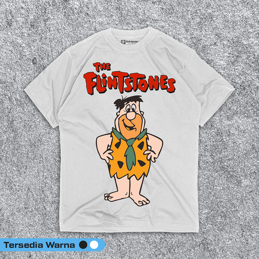 Cartoon - Flintstone Kaos kartun dewasa original vintage laki laki wanita cowo cewe baju distro t sh