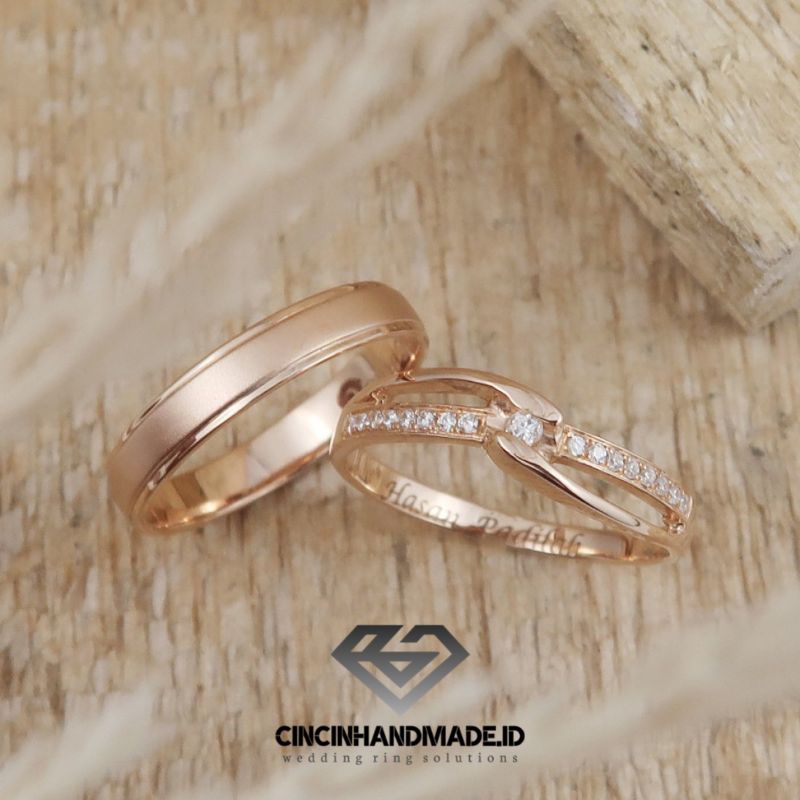 cincin nikah / cincin perak lapis rosegold / handmade / free request model