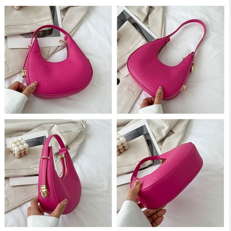 Drozenb Moon Handbag Tas Bahu Wanita Tas Mini Simple Tas Kulit