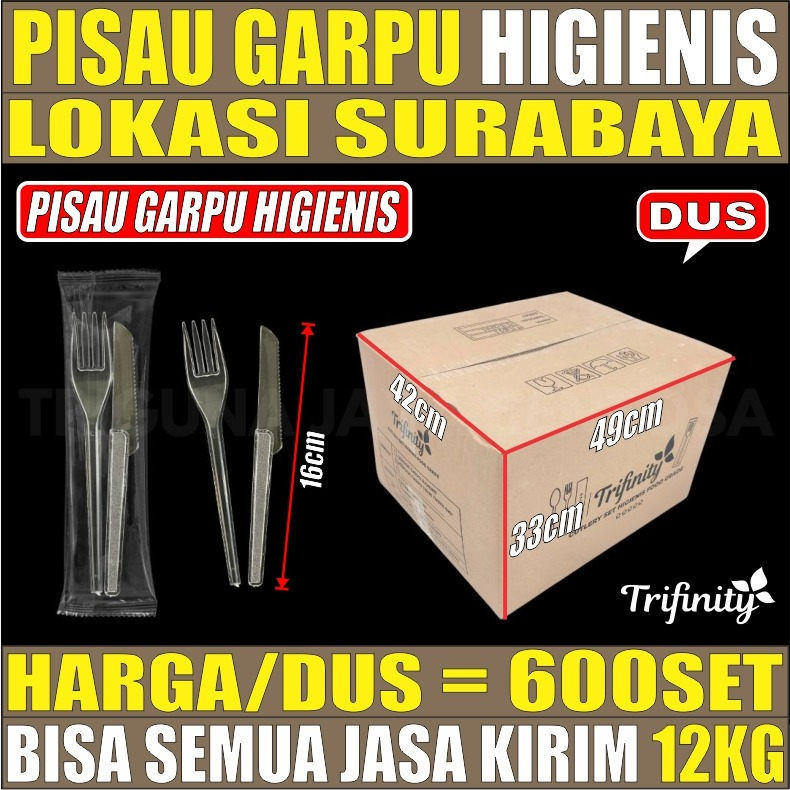 Pisau Garpu Makan Set Higienis Plastik Steril Trifinity Per Dus Semua Jasa Kirim Murah SBY