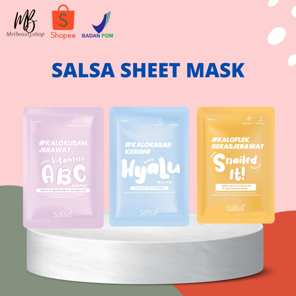 SALSA Sheet Mask - Masker Wajah Daily (Hyaluronic, Vitamin ABC, Snail)