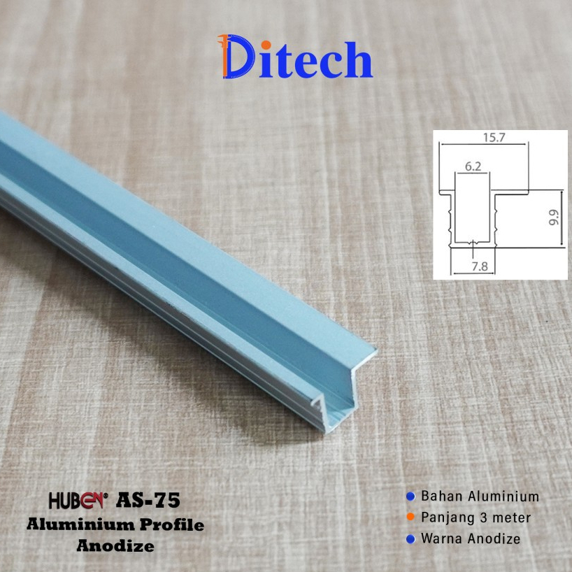 Rel Pintu Lemari Sliding Huben AS 75 / Rel Pintu Lemari Geser AS-75