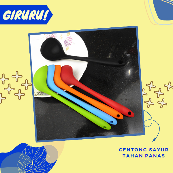 Centong Sayur Silikon / Tahan Panas / Alat Masak Centong Kuah / Spatula Silikon Soup Ladle Silicone