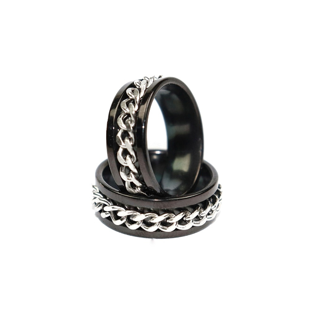 Cincin Fashion Pria Ring Titanium Motif Rantai