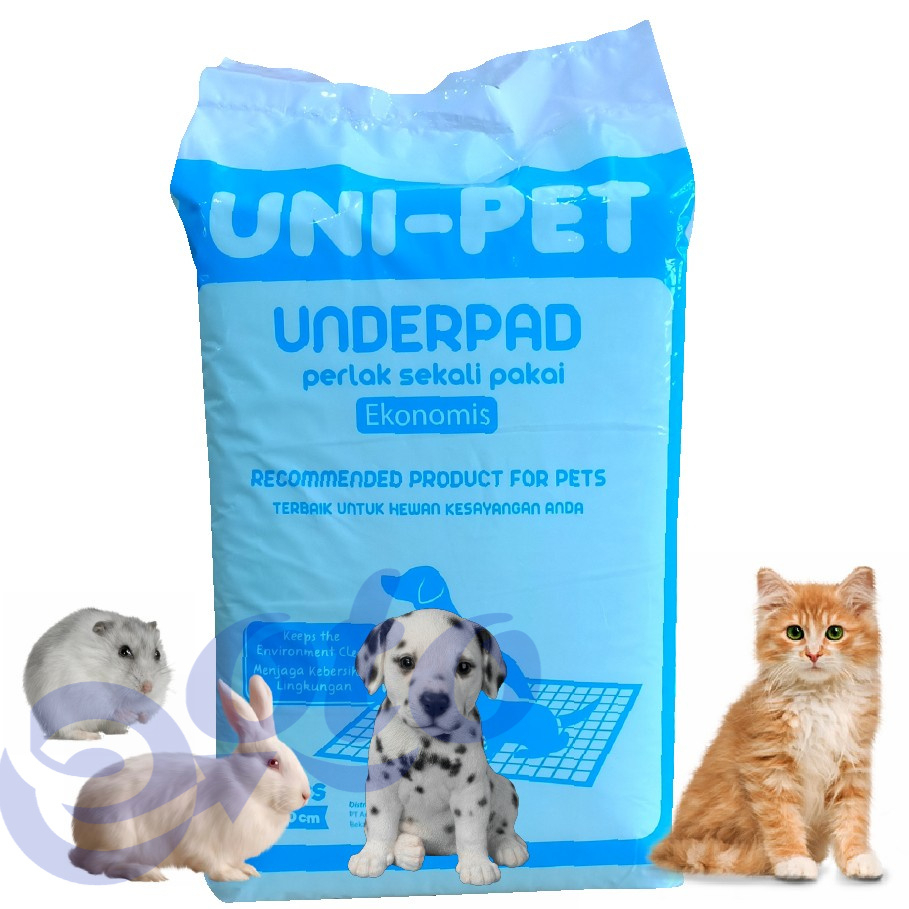 UNI-PET Underpad Alas Kandang Perlak Hewan Anjing Kucing Kelinci size 60x90cm isi 10 pcs x 12 (120pcs)