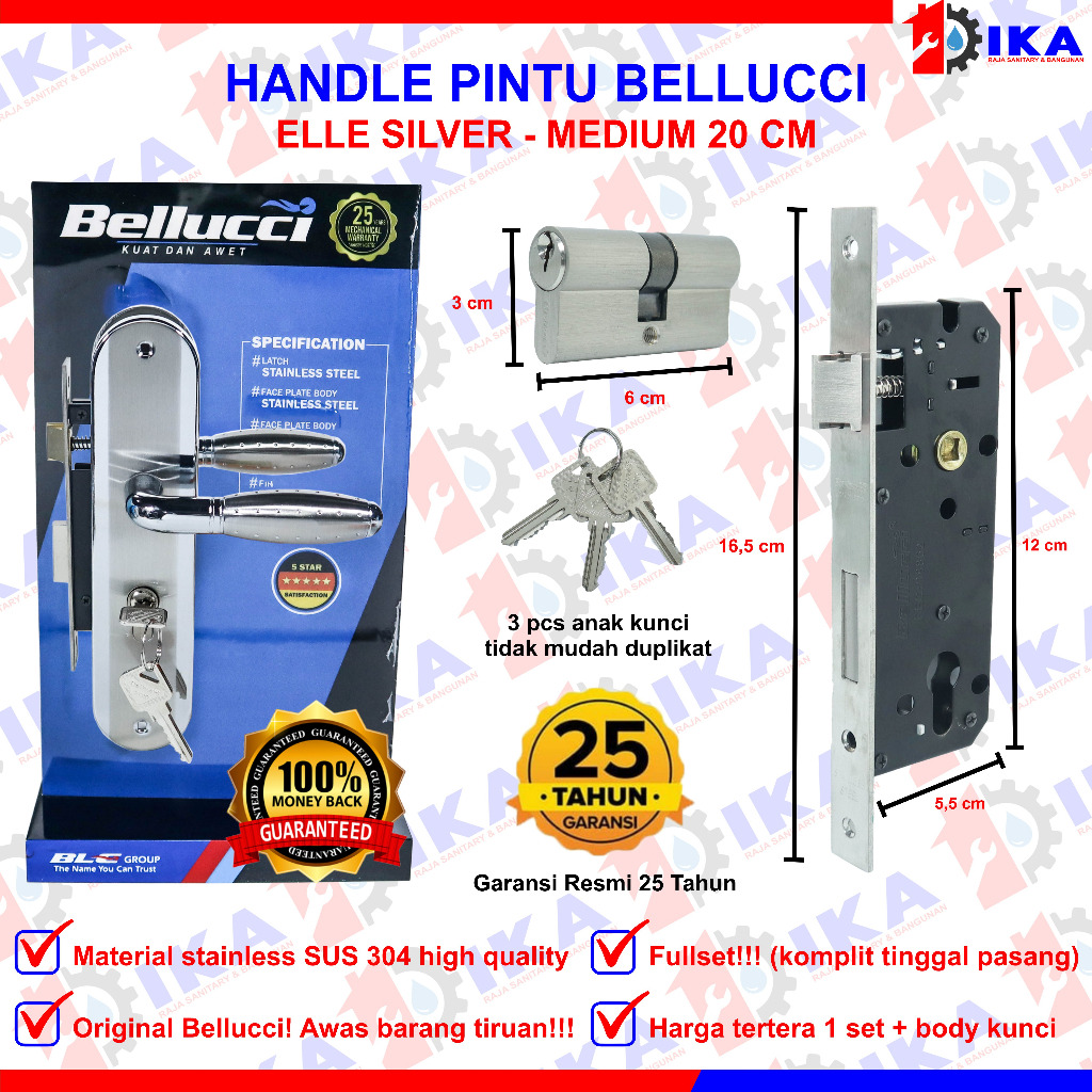 Kunci Pintu Tanggung Bellucci Asli Handle Sedang Bellucci Kunci Bellucci Stainless N Series