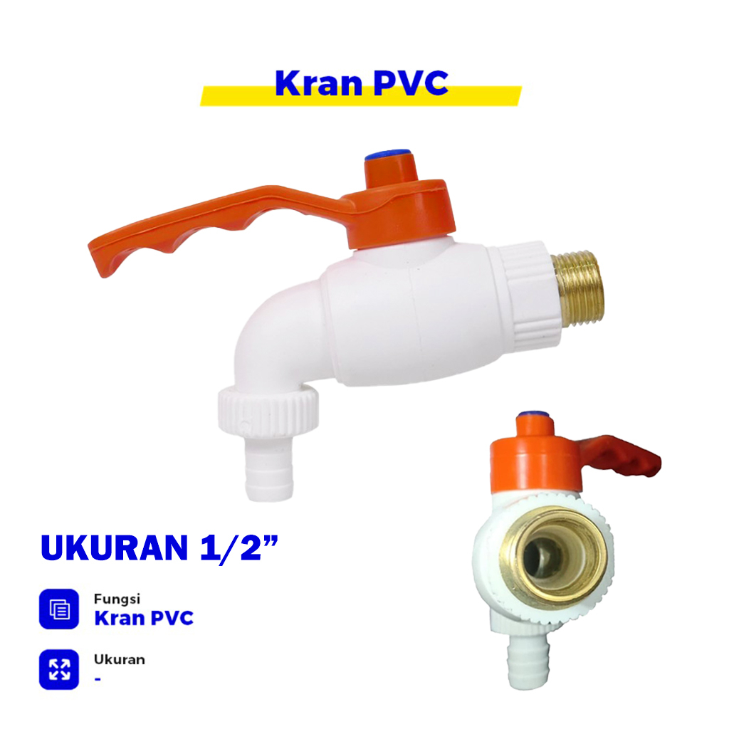 Keran/Kran PVC Jumbo Turkey Drat Kuningan 1/2 - Kran Tembok PVC Jumbo Keran Air Taman 1/2
