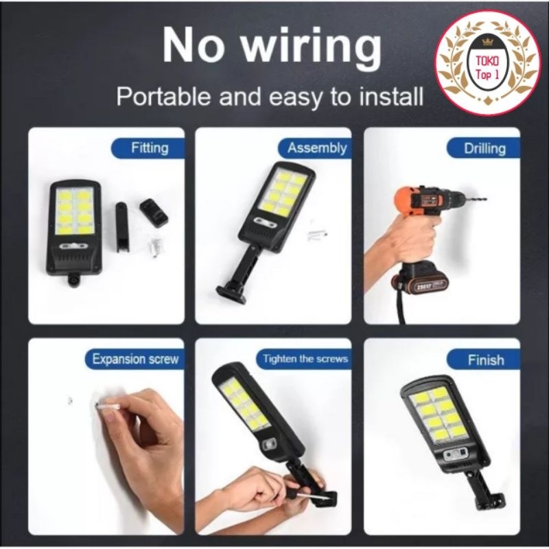 LAMPU TENAGA SURYA OUTDOOR IP69 120 WATT SUPER TERANG - LAMPU JALAN PAGAR DAN TAMAN