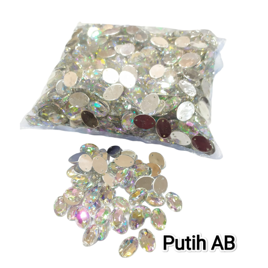 Payet / Diamond Kristal Akrilik Jahit Grade A Oval 11x16, 1000 pcs [Grosir]