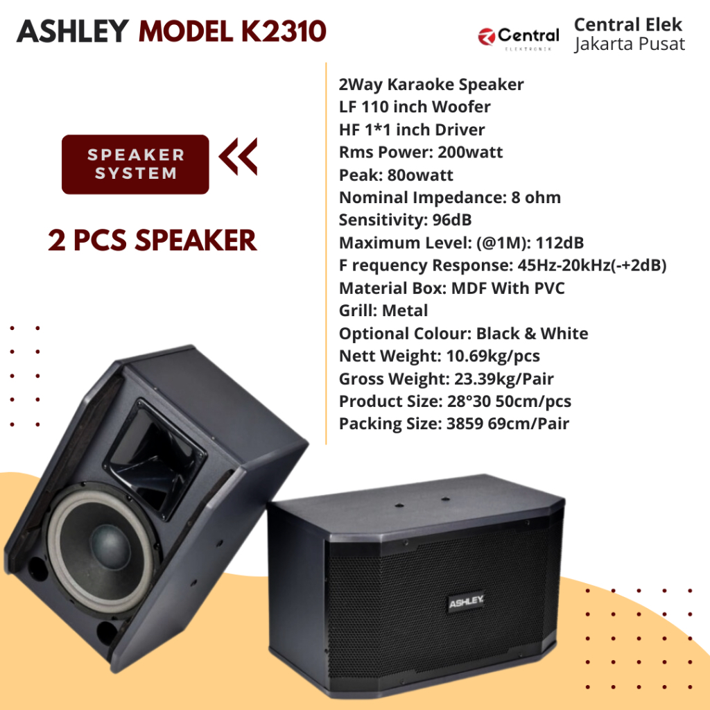 speaker pasif ashley k2310 10inch ashley k 2310 ORYGINAL