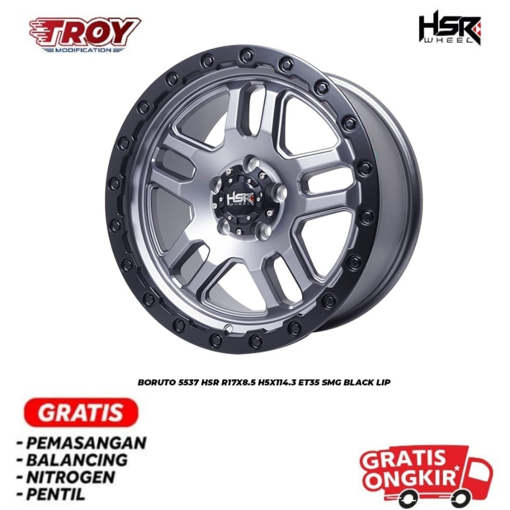 Velg HSR BORUTO 5537 R17 Terbaru Baut 5 Velg Mobil Rush,Terios,Inova