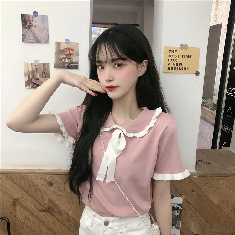 【 Bra Mall 】BJ-019 Blouse Rajut Atasan Lengan Pendek Wanita OOTD KOREAN STYLE KEKINIAN