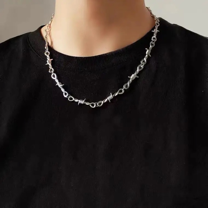 Ark.co - Argent Wire Brambles ; Brittle Unisex Necklace kalung silver cube rantai minimalis