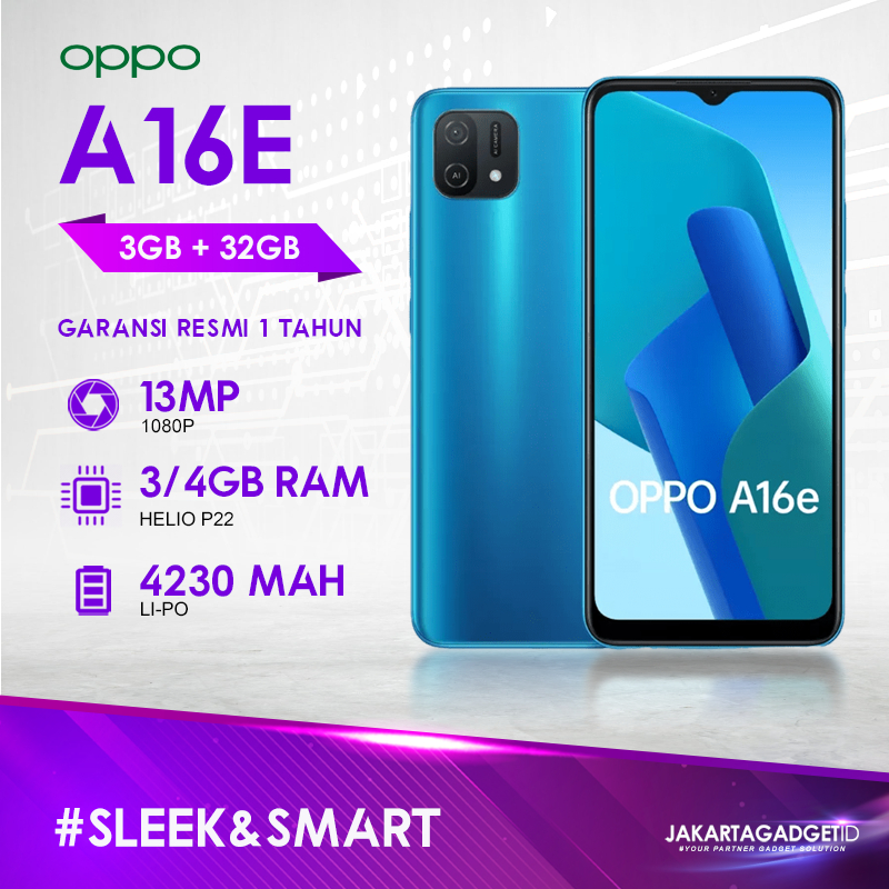 Oppo A16e 3GB+32GB Garansi Resmi Oppo Indonesia 1 Tahun